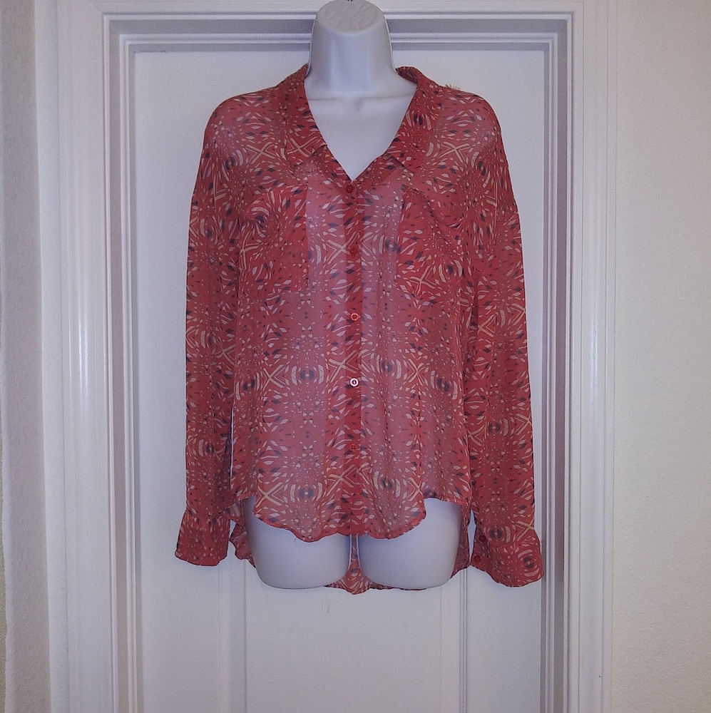 Free People Button Down Sheer Top